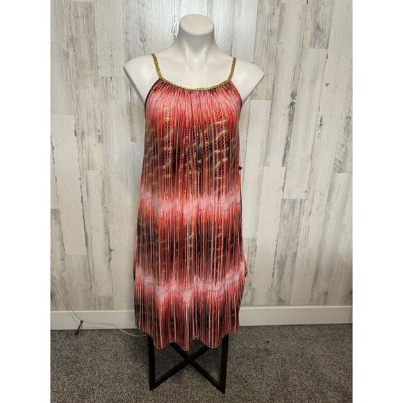 No Brand Dresses & Skirts - ACE Fashion Chain Strap Cami Dress Womens Large Red Black Abstract Striped Shift